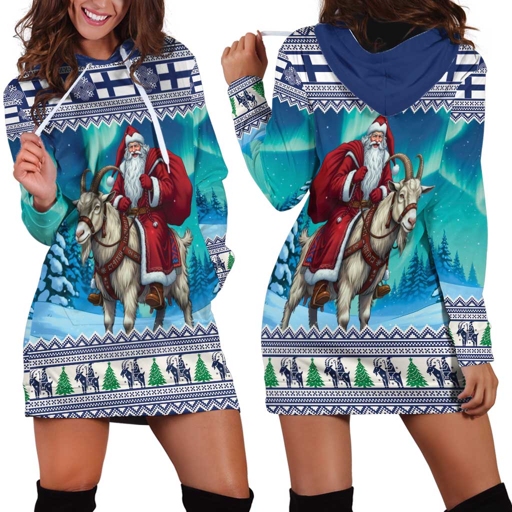 Finland Joulupukki Christmas Hoodie Dress Riding the Yule Goat - Wonder Print Shop
