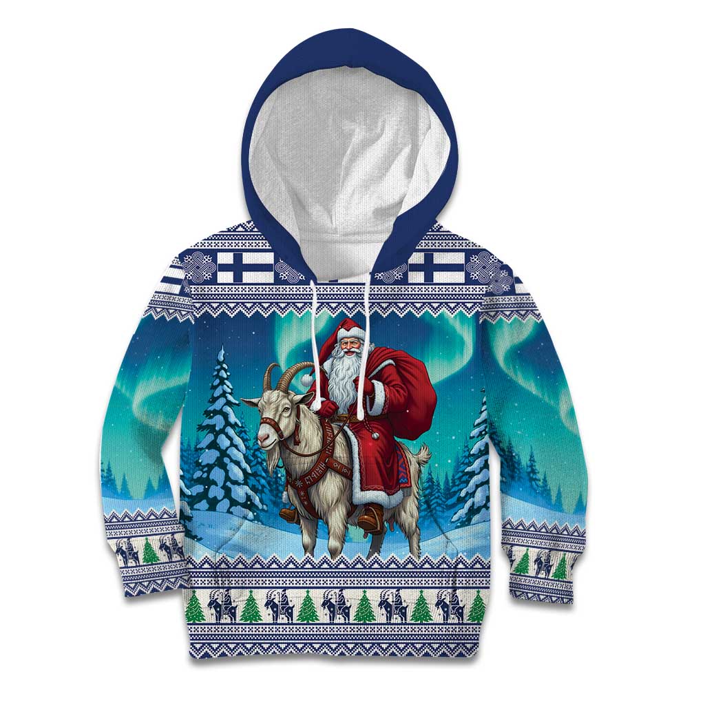 Finland Joulupukki Christmas Kid Hoodie Riding the Yule Goat - Wonder Print Shop