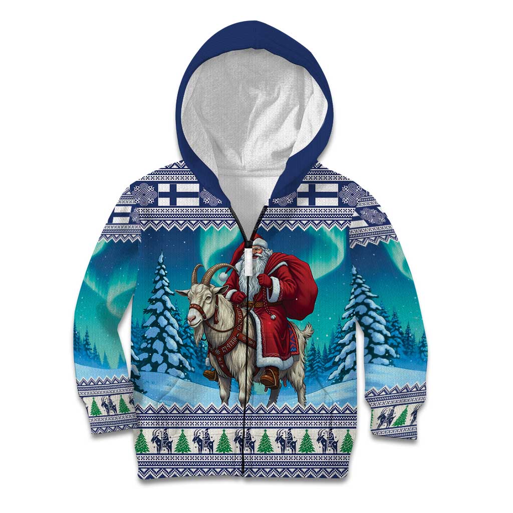 Finland Joulupukki Christmas Kid Hoodie Riding the Yule Goat - Wonder Print Shop