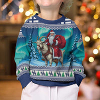 Finland Joulupukki Christmas Kid Ugly Christmas Sweater Riding the Yule Goat - Wonder Print Shop