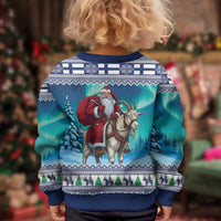 Finland Joulupukki Christmas Kid Ugly Christmas Sweater Riding the Yule Goat - Wonder Print Shop