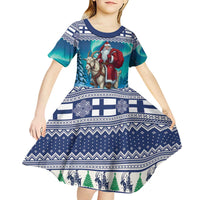 Finland Joulupukki Christmas Kid Short Sleeve Dress Riding the Yule Goat - Wonder Print Shop