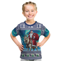 Finland Joulupukki Christmas Kid T Shirt Riding the Yule Goat - Wonder Print Shop