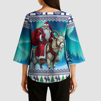 Finland Joulupukki Christmas Kimono Sleeve Blouse Riding the Yule Goat - Wonder Print Shop