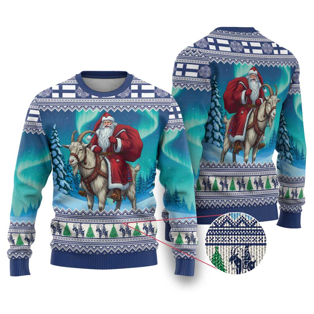 Finland Joulupukki Christmas Ugly Christmas Sweater Riding the Yule Goat - Wonder Print Shop