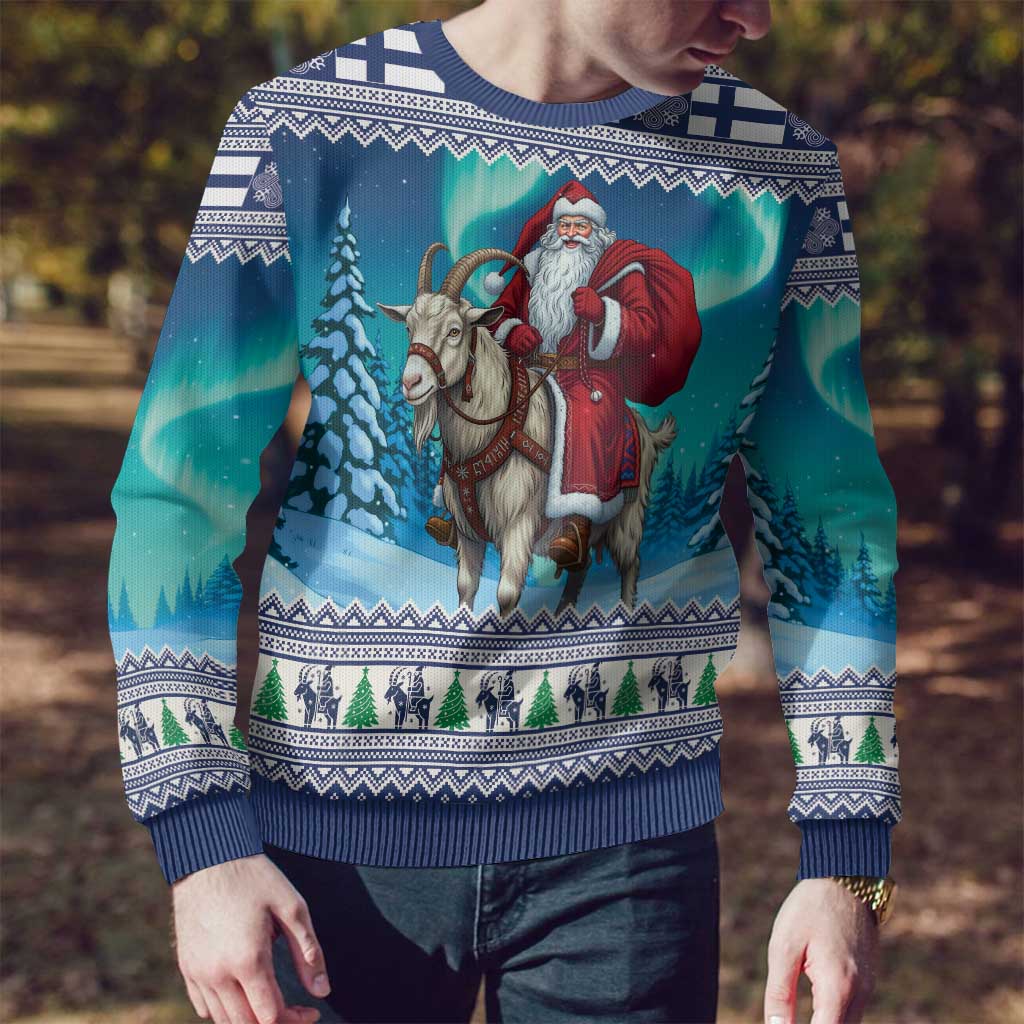 Finland Joulupukki Christmas Ugly Christmas Sweater Riding the Yule Goat - Wonder Print Shop