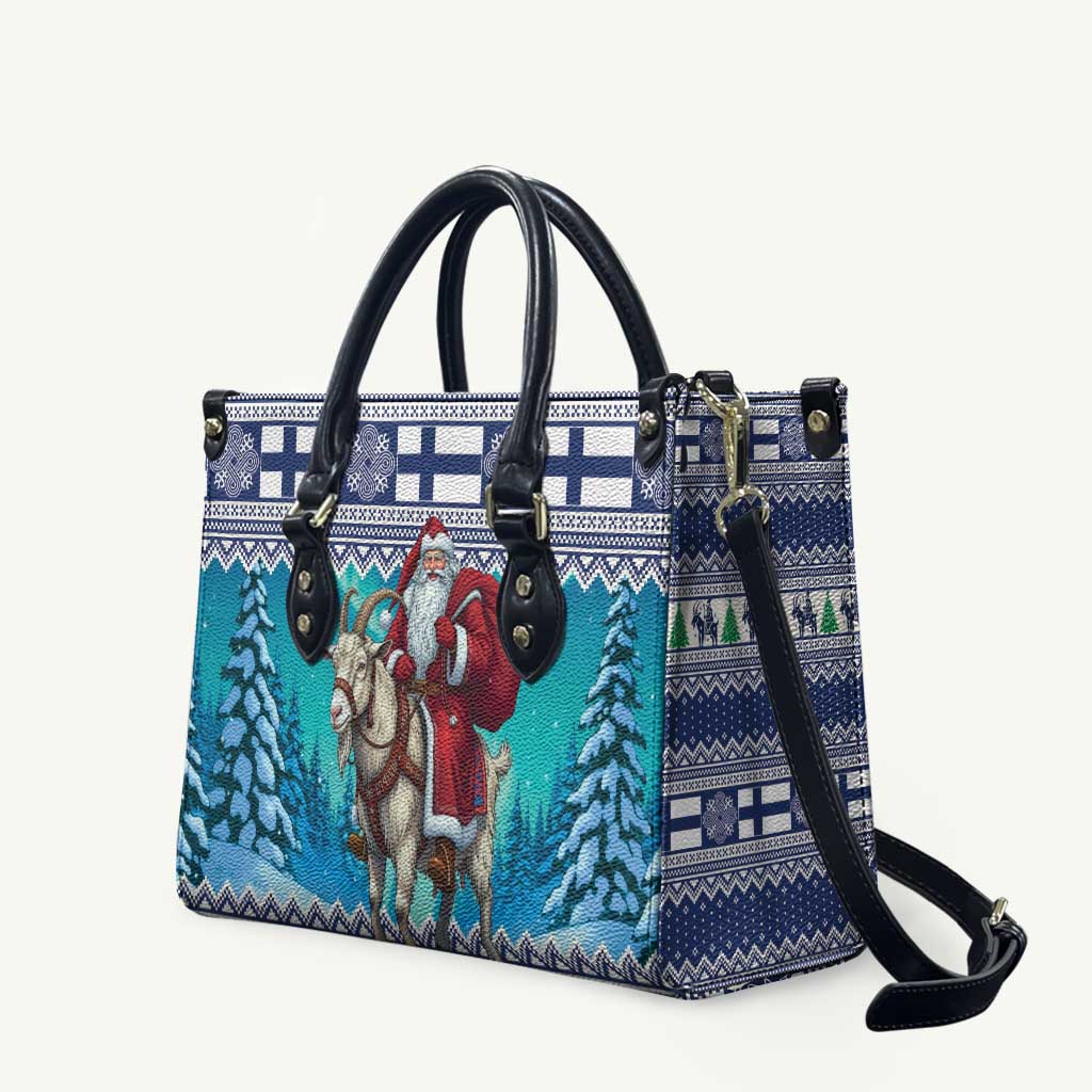 Finland Joulupukki Christmas Leather Bag Riding the Yule Goat - Wonder Print Shop