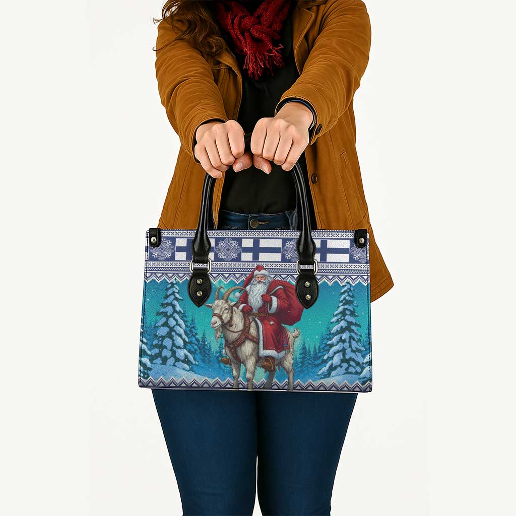 Finland Joulupukki Christmas Leather Bag Riding the Yule Goat - Wonder Print Shop