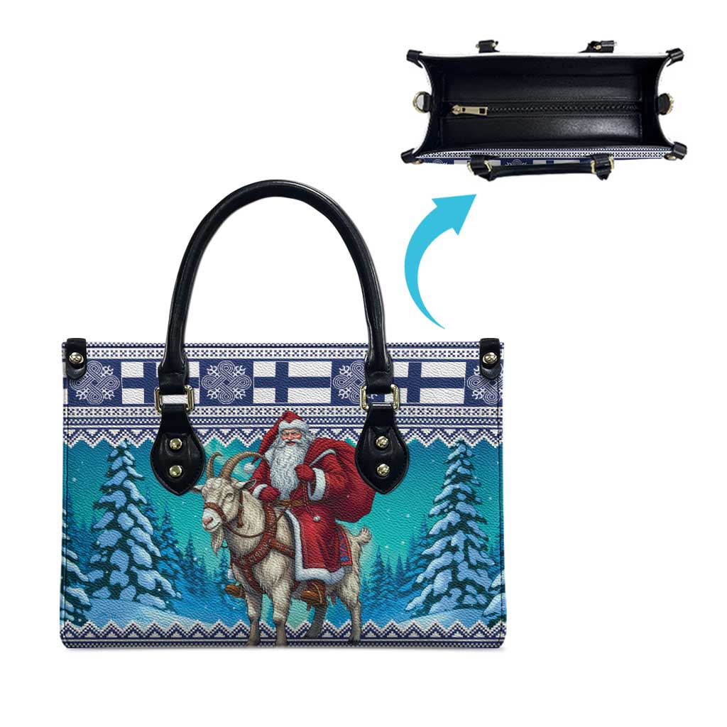 Finland Joulupukki Christmas Leather Bag Riding the Yule Goat - Wonder Print Shop