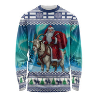 Finland Joulupukki Christmas Long Sleeve Shirt Riding the Yule Goat - Wonder Print Shop