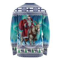 Finland Joulupukki Christmas Long Sleeve Shirt Riding the Yule Goat - Wonder Print Shop