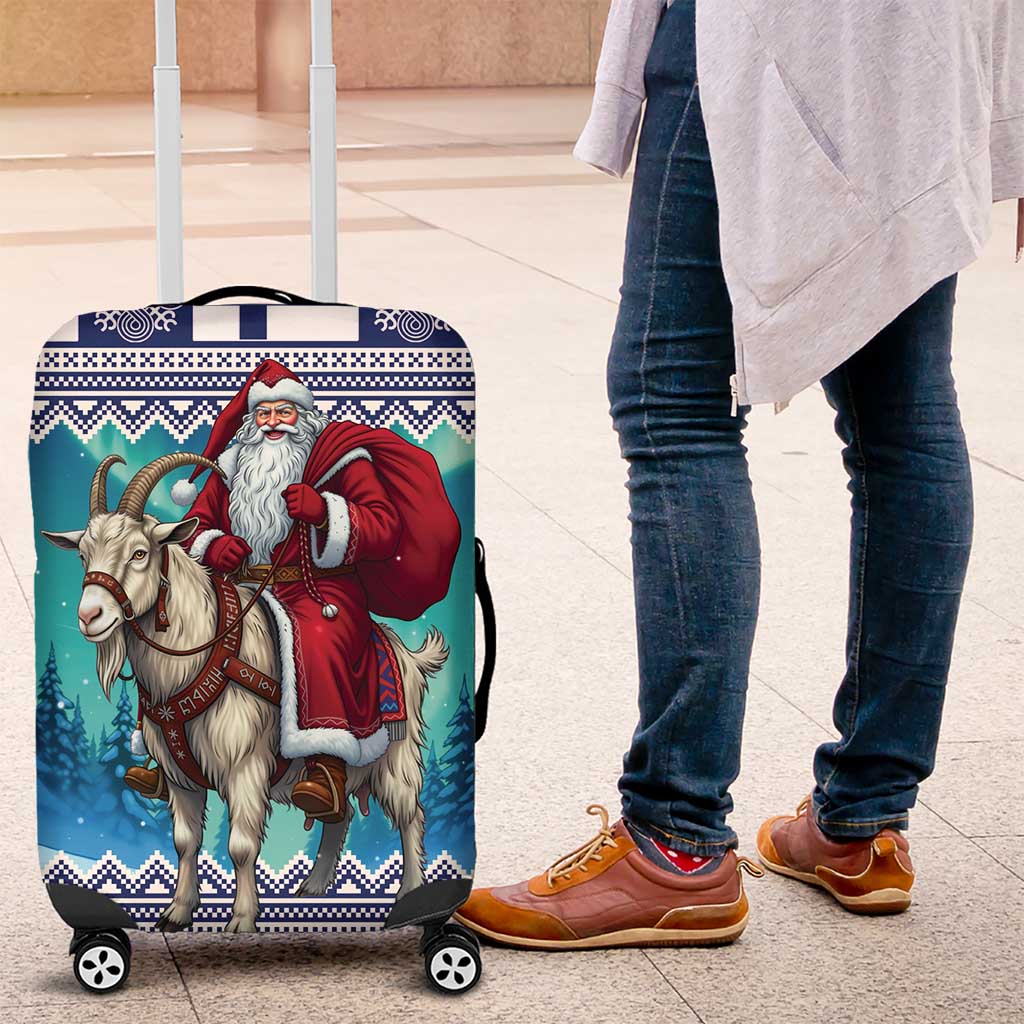 Finland Joulupukki Christmas Luggage Cover Riding the Yule Goat - Wonder Print Shop