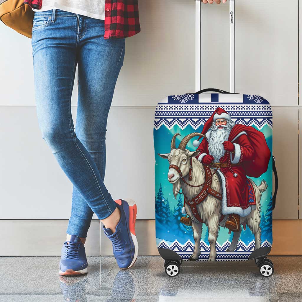 Finland Joulupukki Christmas Luggage Cover Riding the Yule Goat - Wonder Print Shop
