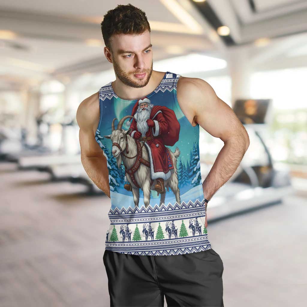 Finland Joulupukki Christmas Men Tank Top Riding the Yule Goat - Wonder Print Shop