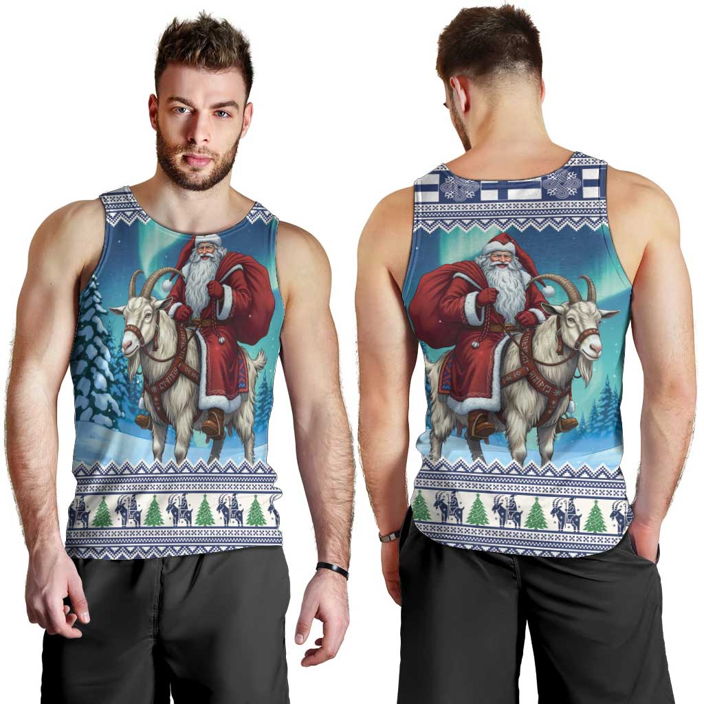 Finland Joulupukki Christmas Men Tank Top Riding the Yule Goat - Wonder Print Shop
