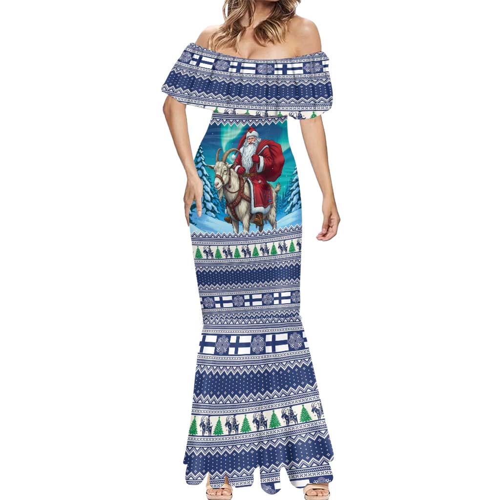Finland Joulupukki Christmas Mermaid Dress Riding the Yule Goat - Wonder Print Shop