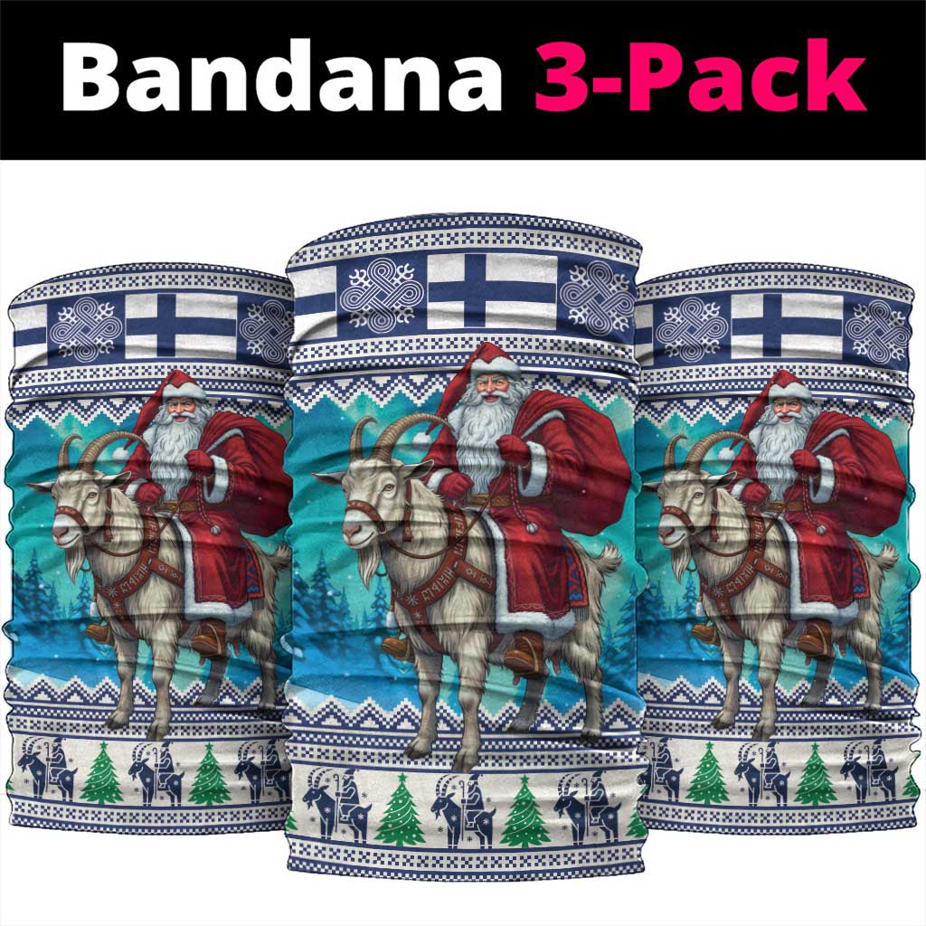 Finland Joulupukki Christmas Neck Gaiter Riding the Yule Goat - Wonder Print Shop