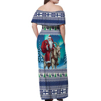 Finland Joulupukki Christmas Off Shoulder Maxi Dress Riding the Yule Goat - Wonder Print Shop