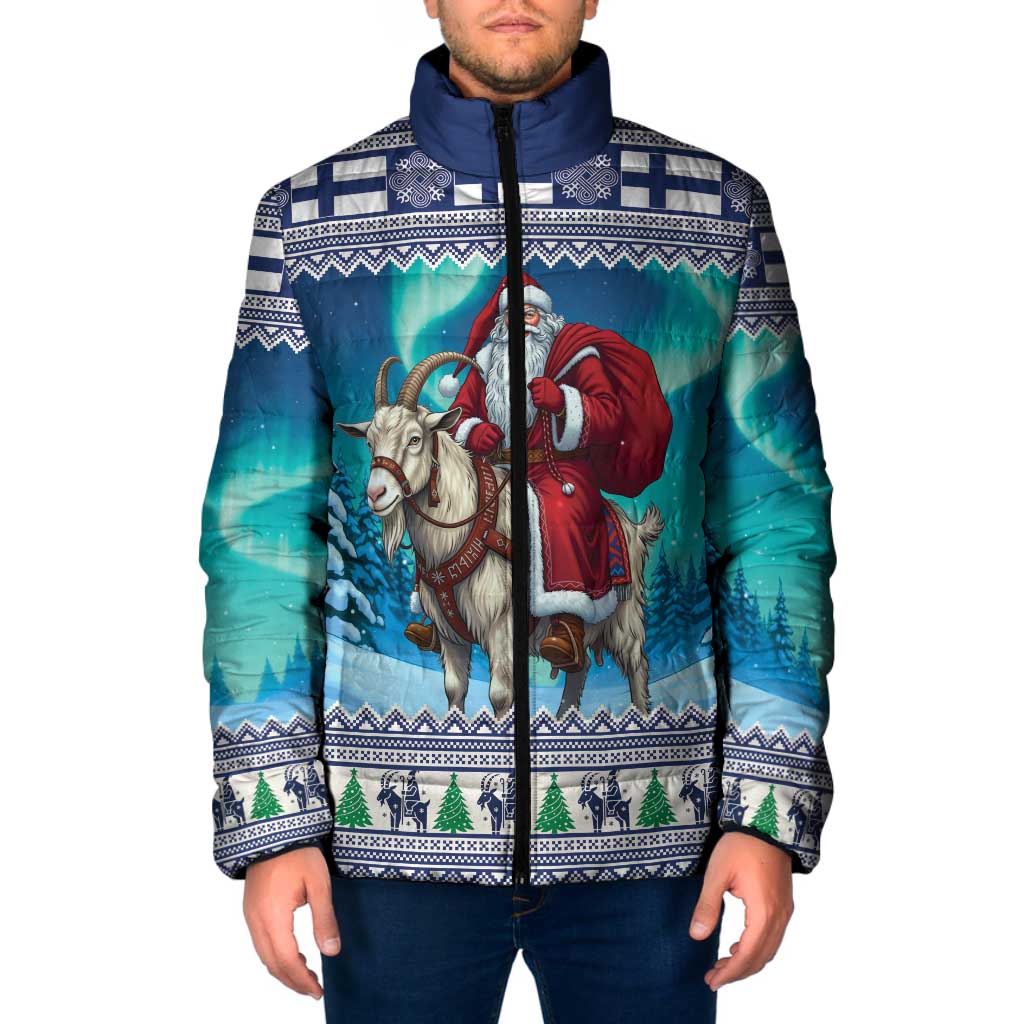 Finland Joulupukki Christmas Padded Jacket Riding the Yule Goat - Wonder Print Shop