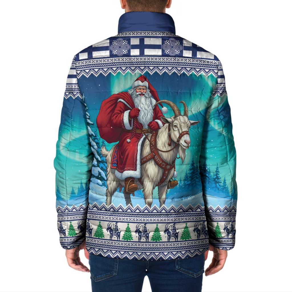 Finland Joulupukki Christmas Padded Jacket Riding the Yule Goat - Wonder Print Shop