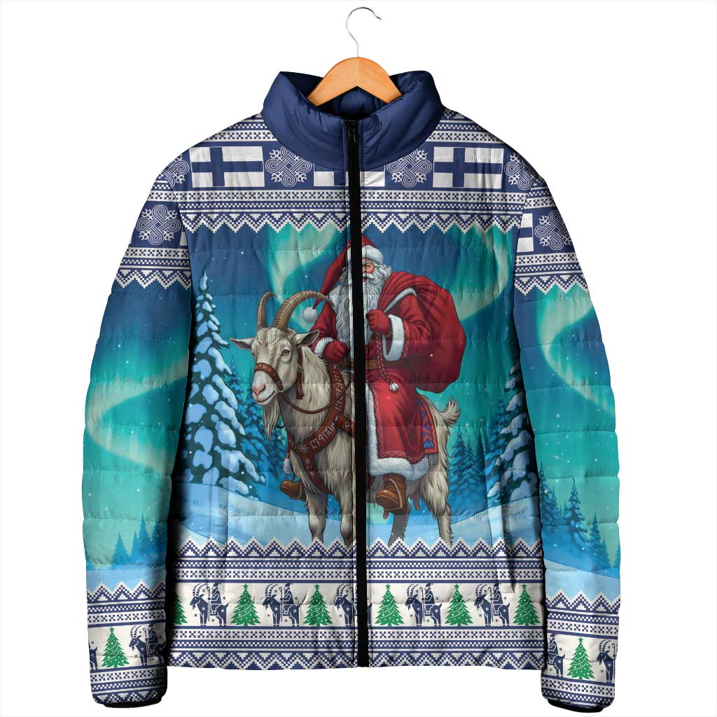 Finland Joulupukki Christmas Padded Jacket Riding the Yule Goat - Wonder Print Shop