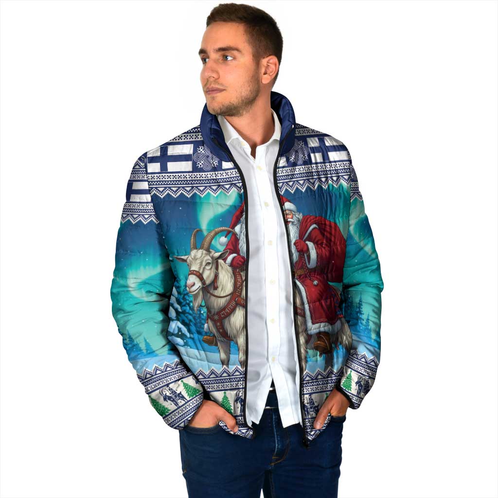 Finland Joulupukki Christmas Padded Jacket Riding the Yule Goat - Wonder Print Shop