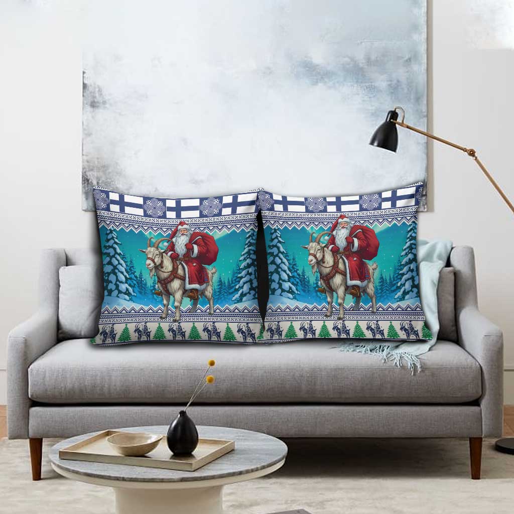 Finland Joulupukki Christmas Pillow Cover Riding the Yule Goat - Wonder Print Shop