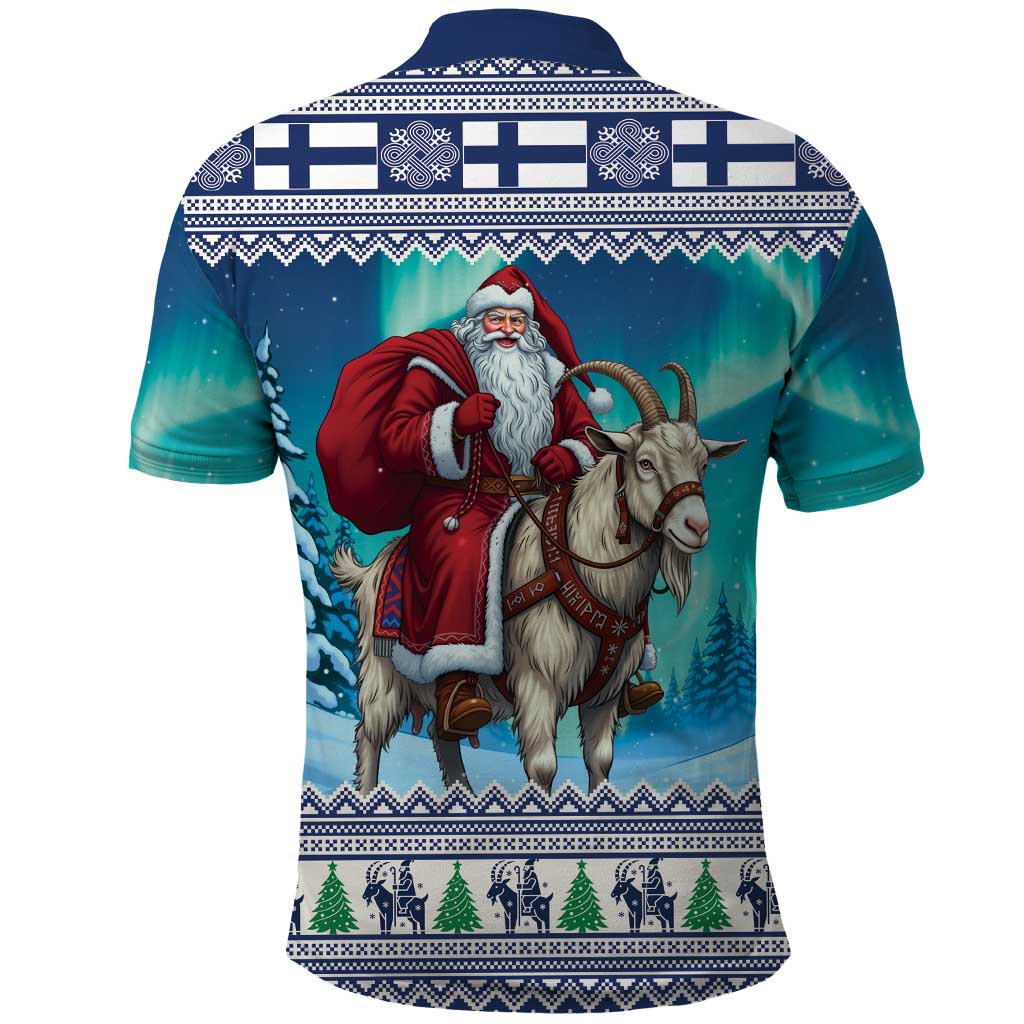 Finland Joulupukki Christmas Polo Shirt Riding the Yule Goat - Wonder Print Shop