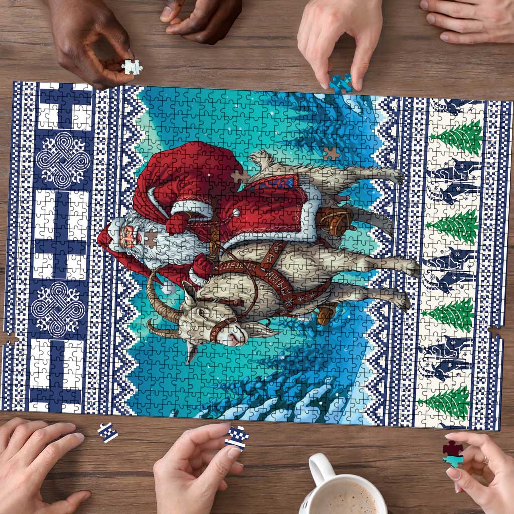 Finland Joulupukki Christmas Puzzle Riding the Yule Goat - Wonder Print Shop