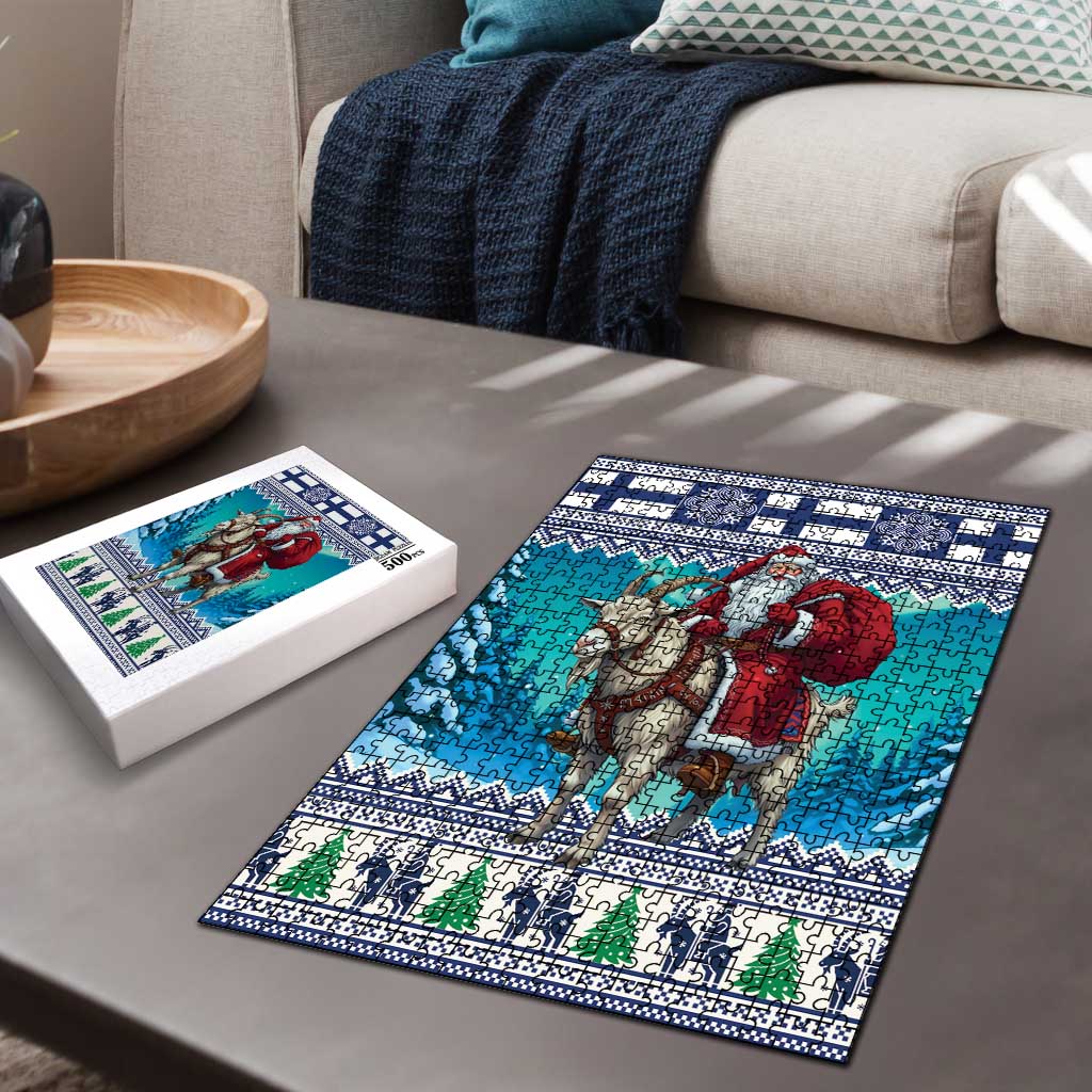 Finland Joulupukki Christmas Puzzle Riding the Yule Goat - Wonder Print Shop