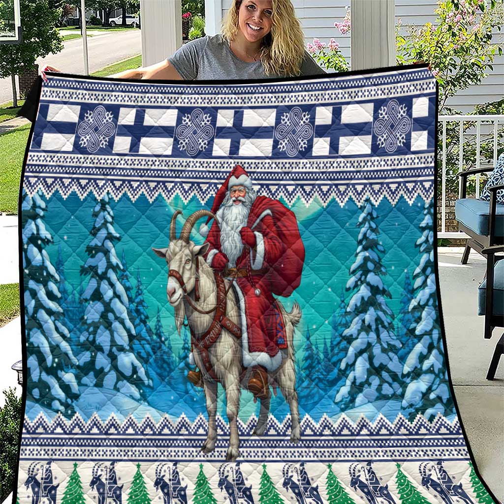 Finland Joulupukki Christmas Quilt Riding the Yule Goat - Wonder Print Shop