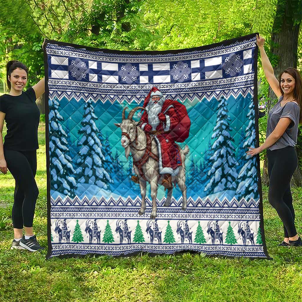 Finland Joulupukki Christmas Quilt Riding the Yule Goat - Wonder Print Shop
