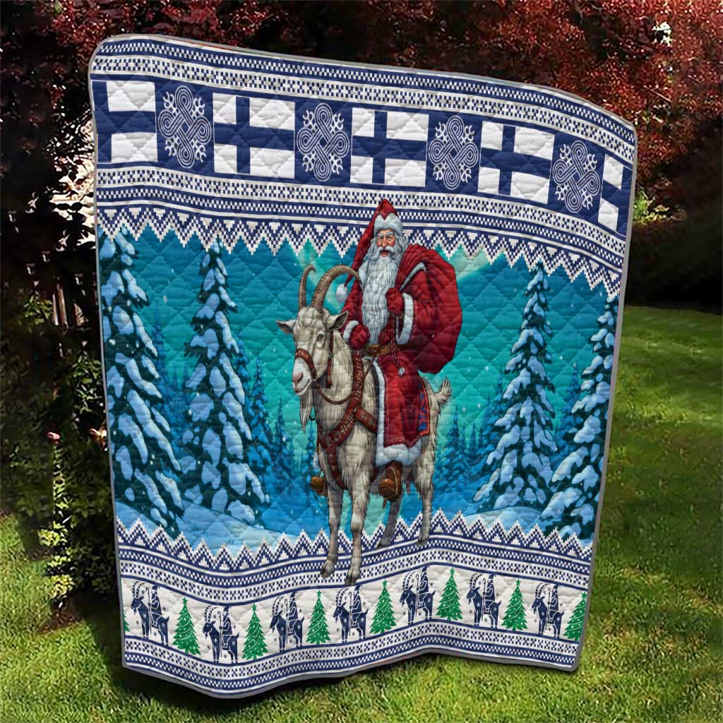 Finland Joulupukki Christmas Quilt Riding the Yule Goat - Wonder Print Shop