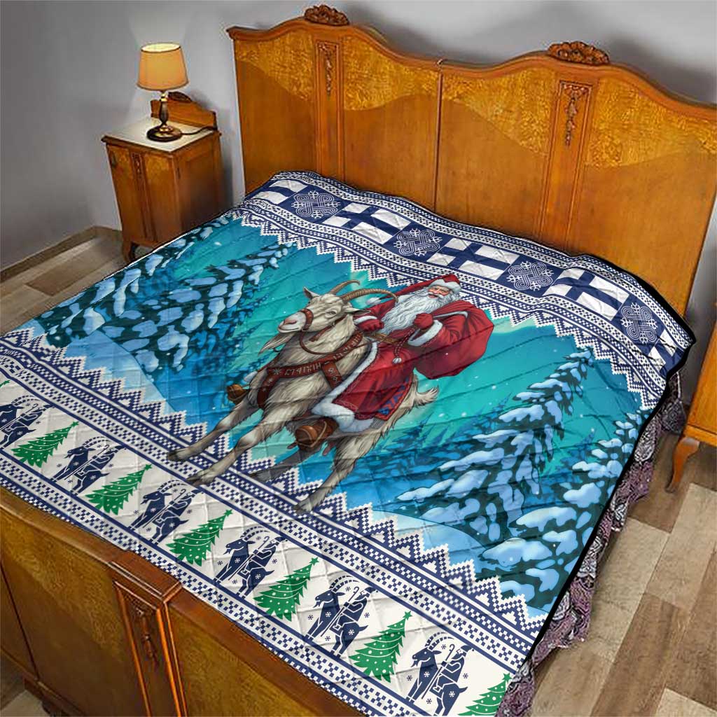 Finland Joulupukki Christmas Quilt Riding the Yule Goat - Wonder Print Shop