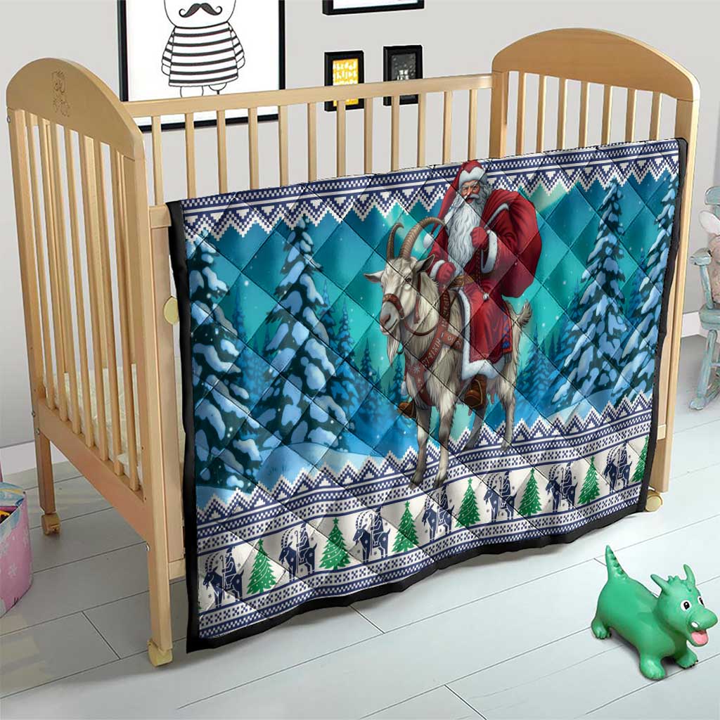 Finland Joulupukki Christmas Quilt Riding the Yule Goat - Wonder Print Shop