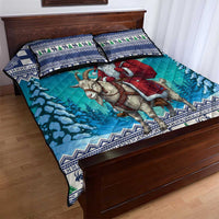 Finland Joulupukki Christmas Quilt Bed Set Riding the Yule Goat - Wonder Print Shop