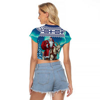 Finland Joulupukki Christmas Raglan Cropped T Shirt Riding the Yule Goat - Wonder Print Shop