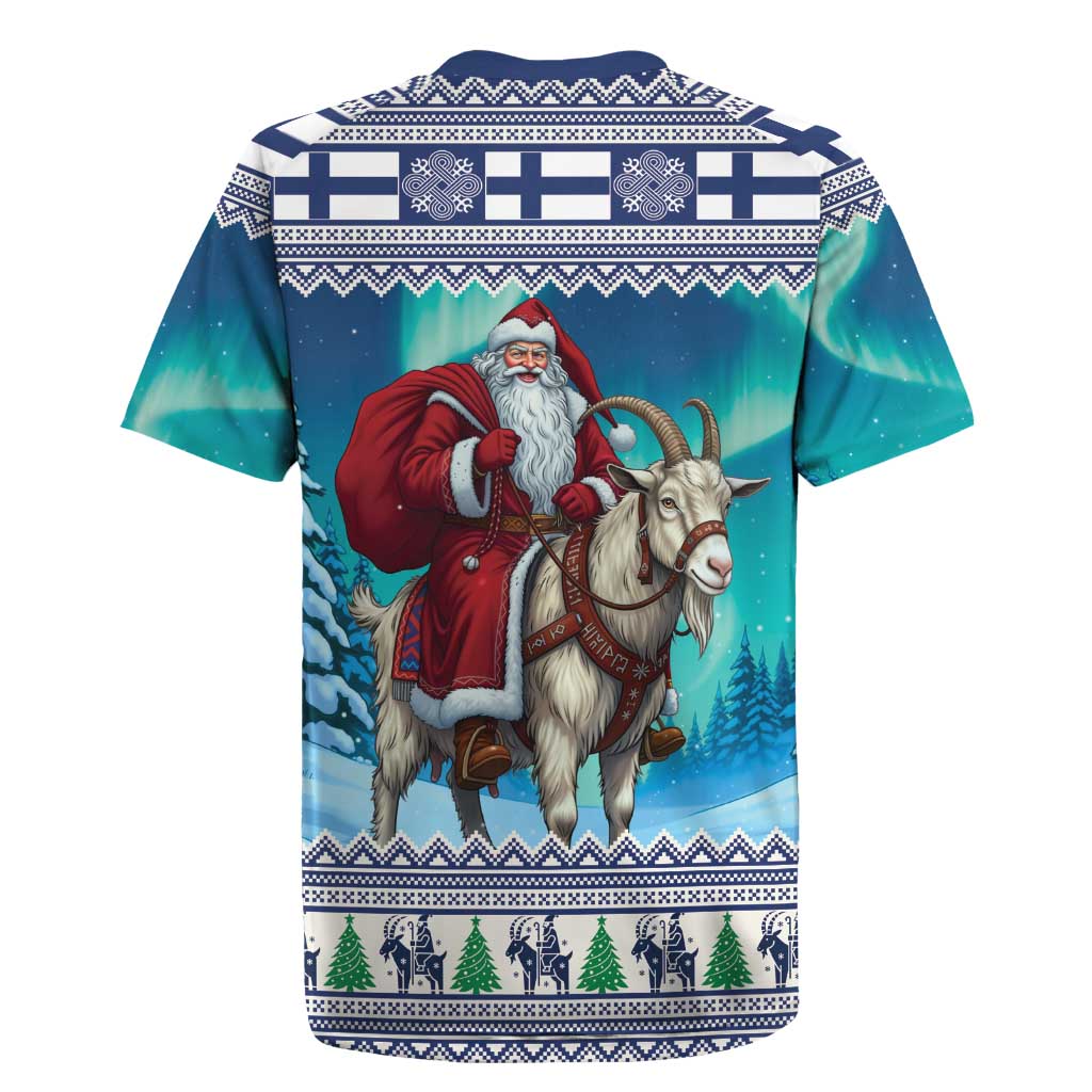Finland Joulupukki Christmas Rugby Jersey Riding the Yule Goat - Wonder Print Shop
