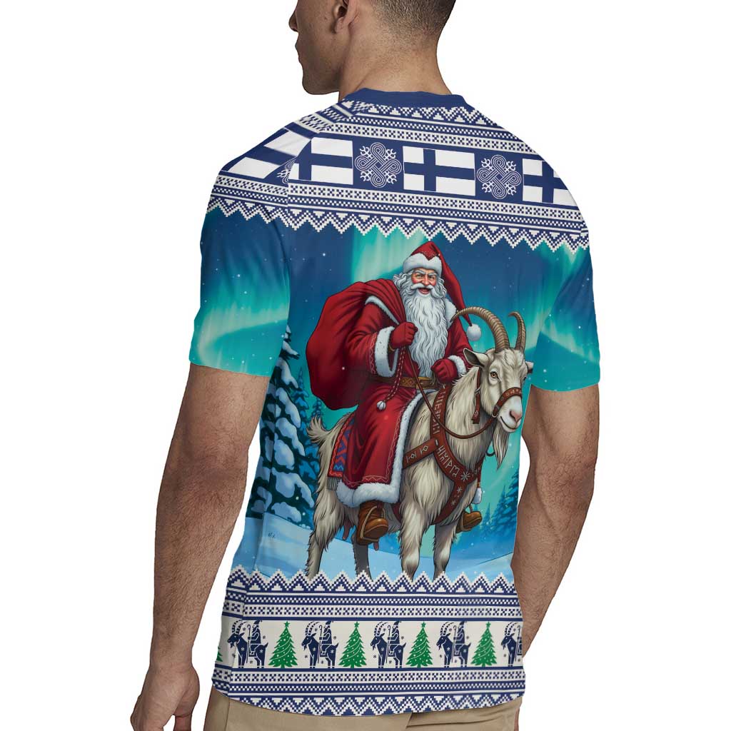 Finland Joulupukki Christmas Rugby Jersey Riding the Yule Goat - Wonder Print Shop