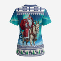 Finland Joulupukki Christmas Scrub Top Riding the Yule Goat - Wonder Print Shop