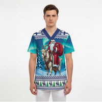 Finland Joulupukki Christmas Scrub Top Riding the Yule Goat - Wonder Print Shop