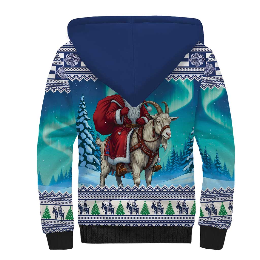 Finland Joulupukki Christmas Sherpa Hoodie Riding the Yule Goat - Wonder Print Shop