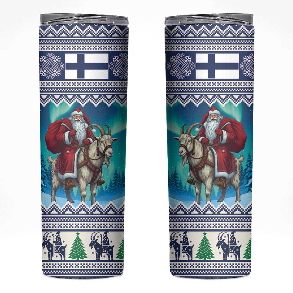 Finland Joulupukki Christmas Skinny Tumbler Riding the Yule Goat - Wonder Print Shop