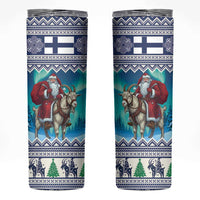 Finland Joulupukki Christmas Skinny Tumbler Riding the Yule Goat - Wonder Print Shop