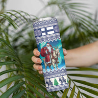 Finland Joulupukki Christmas Skinny Tumbler Riding the Yule Goat - Wonder Print Shop