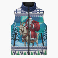 Finland Joulupukki Christmas Sleeveless Puffer Jacket Riding the Yule Goat - Wonder Print Shop