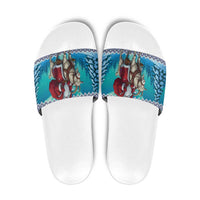 Finland Joulupukki Christmas Slide Sandals Riding the Yule Goat - Wonder Print Shop