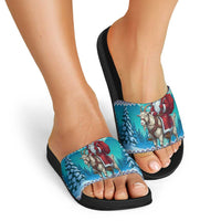 Finland Joulupukki Christmas Slide Sandals Riding the Yule Goat - Wonder Print Shop