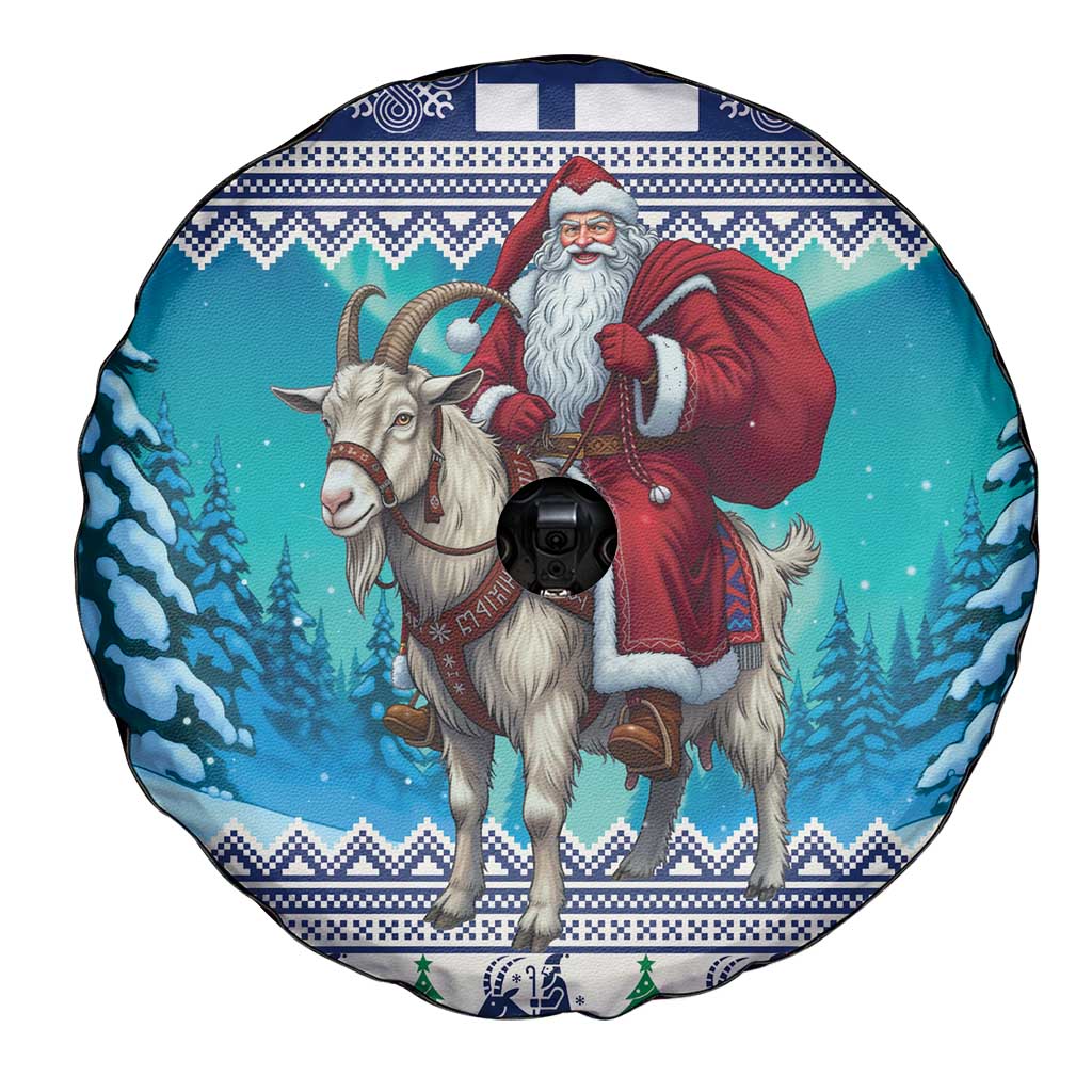 Finland Joulupukki Christmas Spare Tire Cover Riding the Yule Goat - Wonder Print Shop