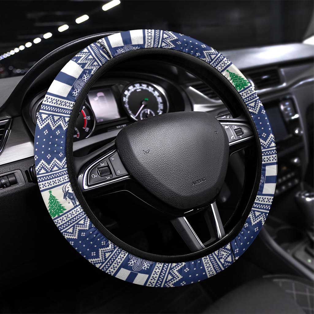 Finland Joulupukki Christmas Steering Wheel Cover Riding the Yule Goat - Wonder Print Shop